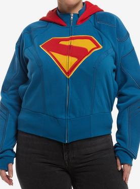 DC Comics Supergirl Shield Crop Hoodie Plus Size, , hi-res